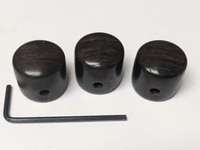 3 guit knobs, MACASAR  EBONYMade in USA, Gloss fin.1/4"(6mm)Shaft, set scr/hex k