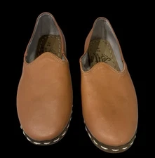 Sabah Men's Handmade Tan Leather Shoes Size 42 US  10-10.5 Slip On $210