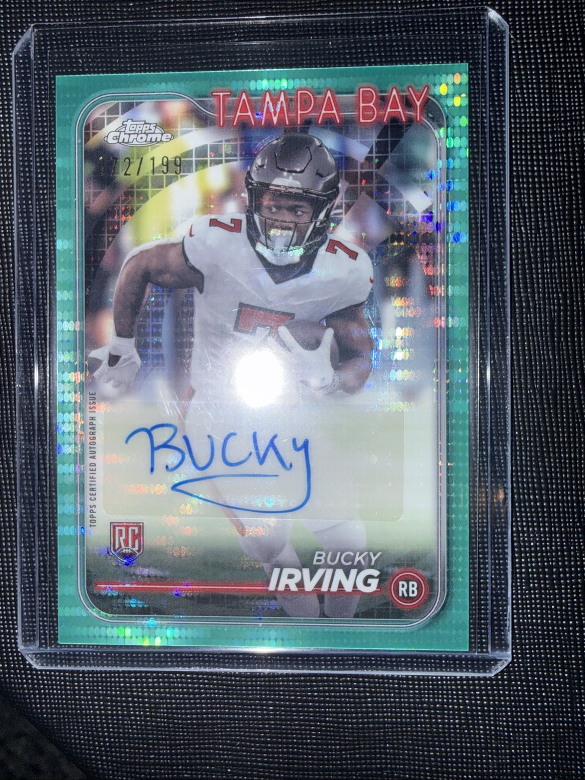 2024 Topps Chrome Rookie Autograph Bucky Irving Aqua Sonar Refractor /199