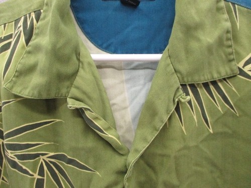 Tommy Bahama Shirt Mens Large Green Blue Silk Bamboo Camp Button Up Hawaiian - Picture 2 of 12