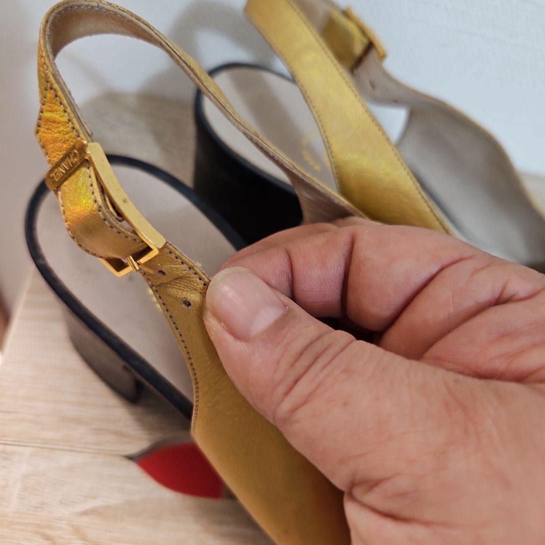 Chanel Chunky Heel Pumps Yellow Leather With Strap Size 36 US About6 For Women thumbnail 10