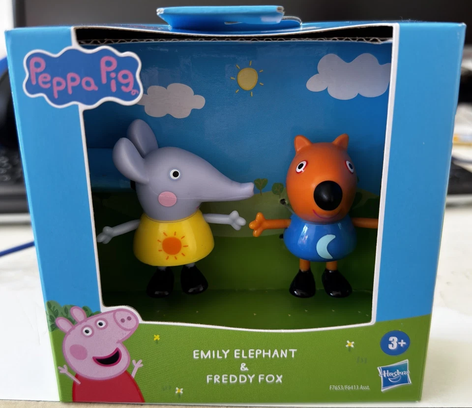 🐷 Peppa Pig – Figurines Emily Elephant & Freddy Fox– Set Officiel Hasbro neuves - Photo 1/4