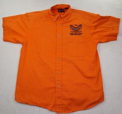 Harley-Davidson Blue Generation Shirt Men's Medium Orange Embroidered Button Up