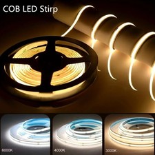 Cob Led Strip Lights Flexible Tape Lights Home Diy Lighting Cold White 8mm Wide
