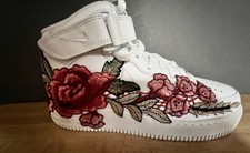 Nike Air Force 1 RARE Mid Custom Red Flower Rose Floral Shoes Womens size 8.5