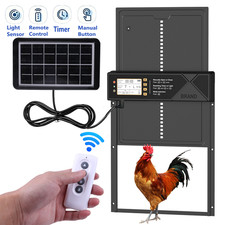 Solar Automatic Chicken Coop Door with Light Sensor/Timer/LCD Display/Anti-Pinch