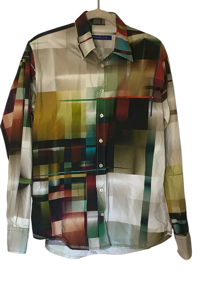 Georg Roth Shirt Mens Large Abstract Multicolor Long Sleeve Button Up Flip Cuff - Image 2 of 4