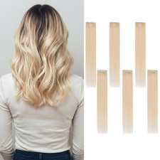 6PCS Clip in Hair Extensions Real Human Hair Short Clip in Extensions for Women