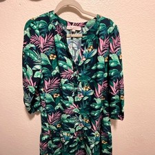 LOFT Multicolor Tropical Leaf Dress