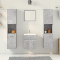 5-Teiliges BadmöBel-Set Betongrau Holzwerkstoff FüR Badezimmer