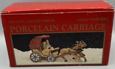 Vintage Dickens Collectables PorcelainHorse Drawn Carriage With Box #2