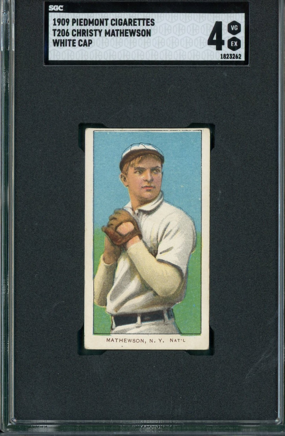 1909 T206 Christy Mathewson White Cap Piedmont 150 - SGC 4 VG EX HOF