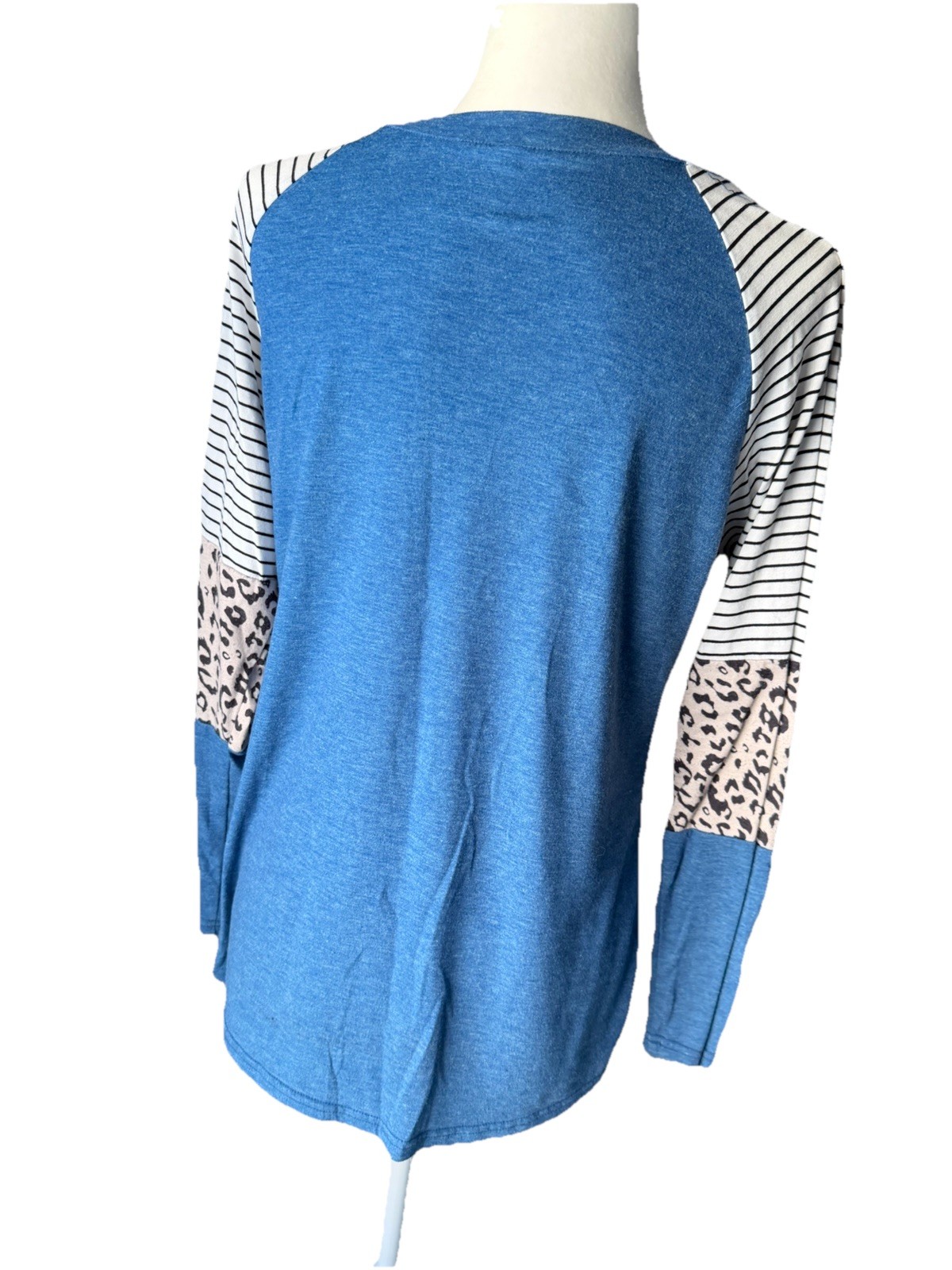 Sullom Casual Leopard Print Patchwork Crew Neck -… - image 2