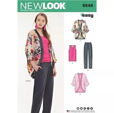 UNCUT 6546 New Look KIMONO PANTS TOP VEST  XS - XL / 6 - 24 Dress Sewing Pattern