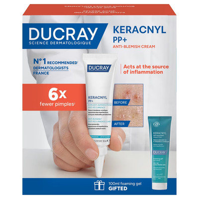 Ducray Keracnyl PP+ Inflamed Red Spots Set Anti-Blemish Foaming Gel 2pcs NEW