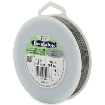 Beadalon 7 Strand Stainless Steel Bead Stringing Wire, .018in/.46mm, Bright