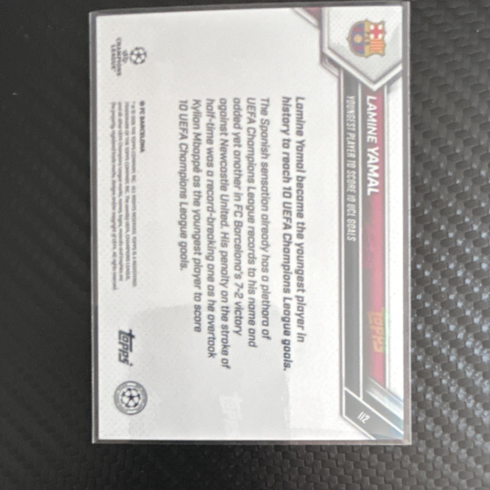 Topps Now 2025-26 Lamine Yamal #65 FC Barcelona UEFA Champions League UCL Record view 2