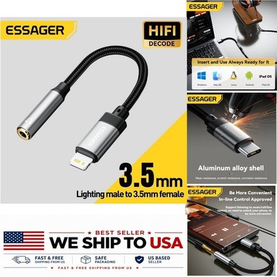 USB C to 3.5mm Audio Adapter for iPhone 15, Samsung, Xiaomi - ESSAGER Type C