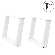 Couchtischbeine U-Form wei&szlig; 60x(42-43)cm pulverbeschichteter Stahl 80&deg; geneigt