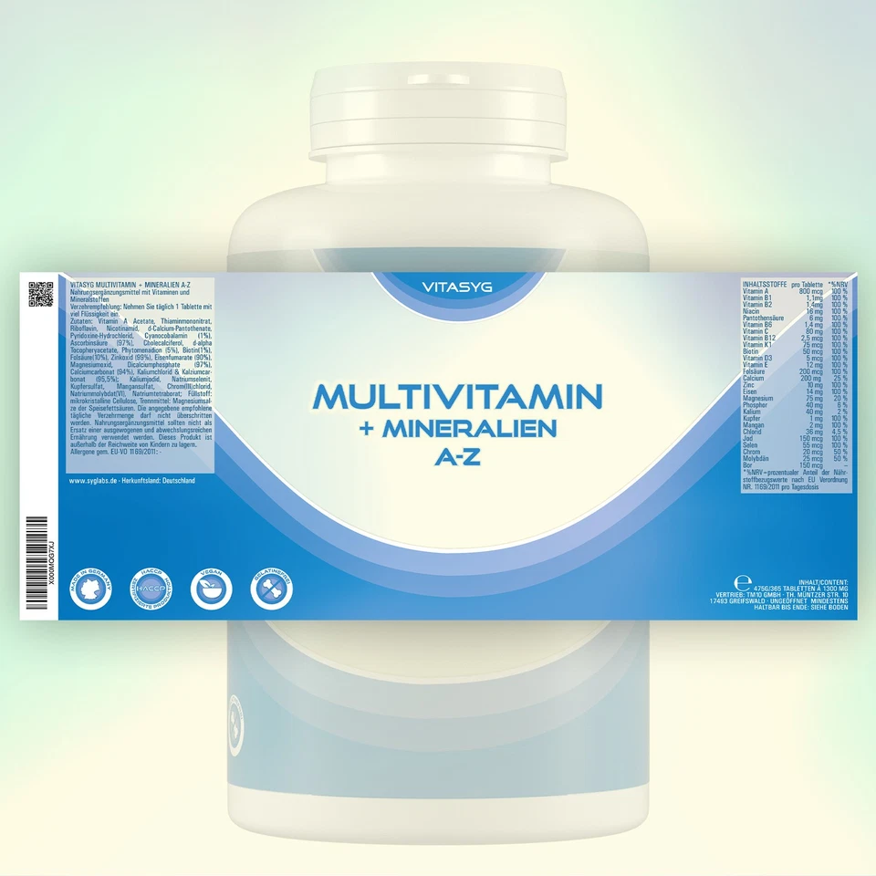 Multivitamine + Mineralien A-Z - 365 Tabletten Jahresvorrat Multivitamin vegan - Bild 2 von 4