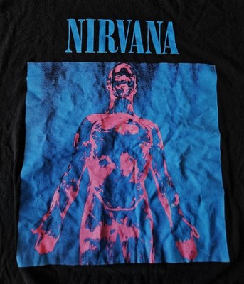 Nirvana Kurt Cobain Silver Post 1990s T-Shirt, Black, Size XL