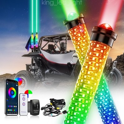 Pair Laser 2FT Fat Whip Lights LED Spiral Chasing Lighted for Can-Am Maverick X3