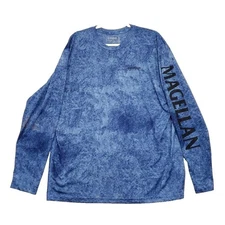 Magellan Outdoor Moisture Wicking Shirt Casting Crew Blue Men XL Classic Fit