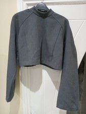 ZARA Cropped Voluminous Padded Shoulder Long Sleeve Top Size M