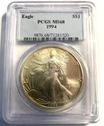 1994 1 oz American Silver Eagle PCGS MS 68 - Nice Toning!