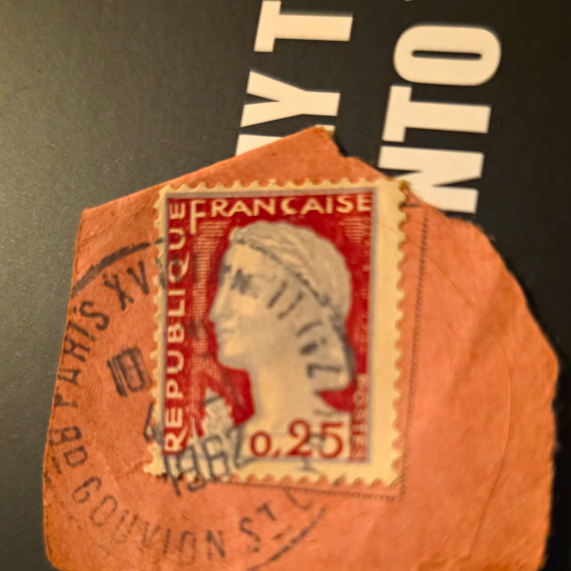 France 0,25 Pre-Decimal Postage Stamp Historical Figures Used on Piece Red