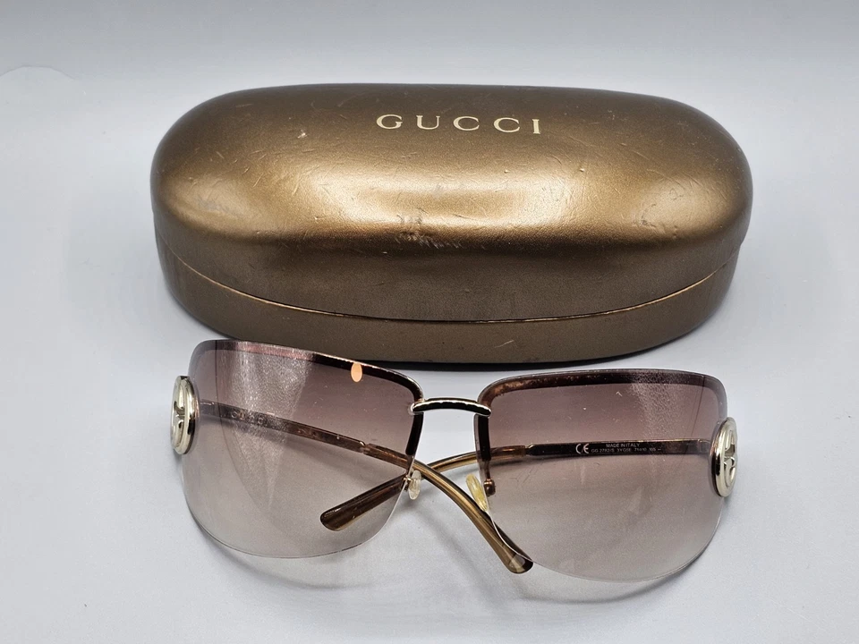 Gafas de sol GUCCI Shield GG2782/S 3YG5E marrón degradado lentes sin montura Italia