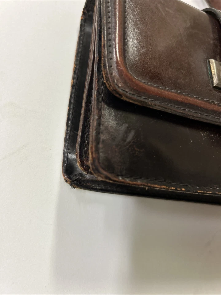 Vintage J.L.C. "Bolso de mano pequeño de cuero de becerro color marrón 7,5x5x2,5""" Foto 3 de 4