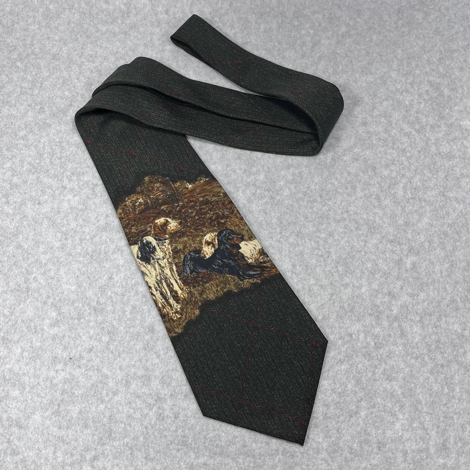 Corbata Polo Ralph Lauren Para Hombres Seda Perros de Caza Estampado Hecha en EE. UU. Hecha a Mano Foto 2 de 4