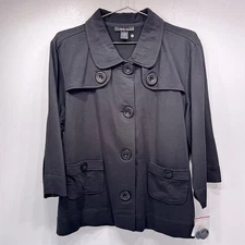 Style & Co Chicago Jacket Black Lightweight Knit Mid Length City Chic Size XL