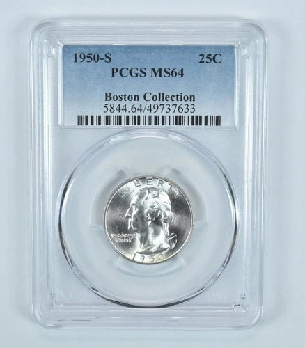 1950-S Washington Quarter Boston Collection MS64 PCGS Blue Label