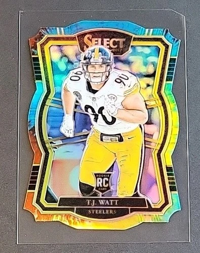 TJ Watt 2017 Panini Select Tie Dye Prizm Premier Level #124 RC Die Cut #/25