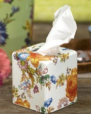 Mackenzie Childs White Flower Market Tissue Box Cover