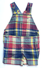 New With Tags Polo Ralph Lauren Boys Vintage Madras Plaid Overalls sz 9m