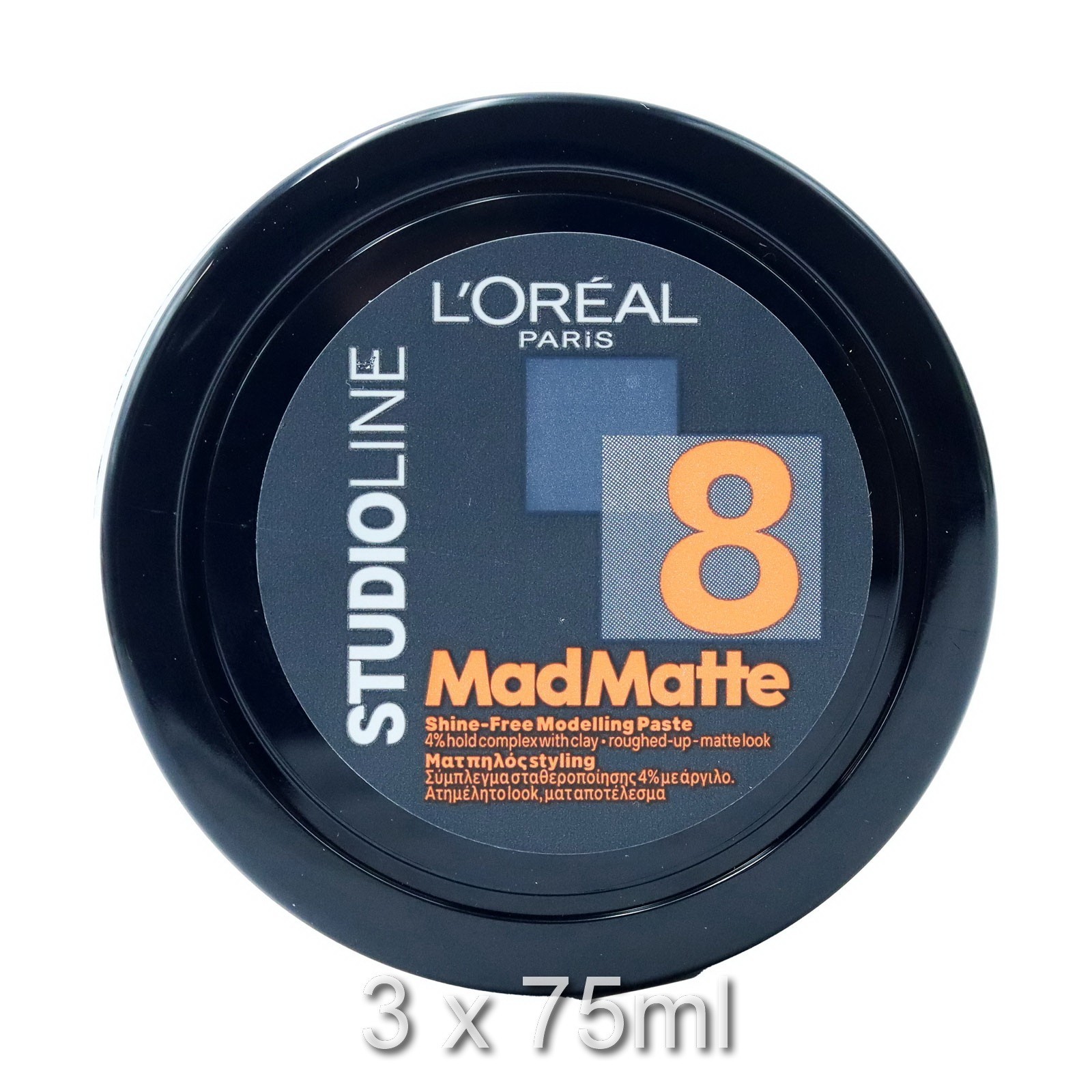 L'OREAL PARIS STUDIOLINE MAD MATTE SHINE-FREE MODELLING PASTE 75ML 3 PACK