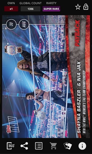 Shayna Baszler & Nia Jax 1306cc Topps Now Payback 2020 WWE Topps Slam Digital - Afbeelding 1 van 2