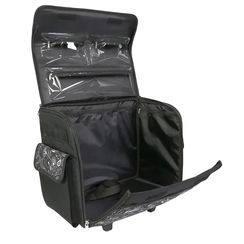 Black Sewing Machine Storage Bag Tote Case Rolling w/ Wheels Sew Carrier Wheeled - Picture 3 of 11