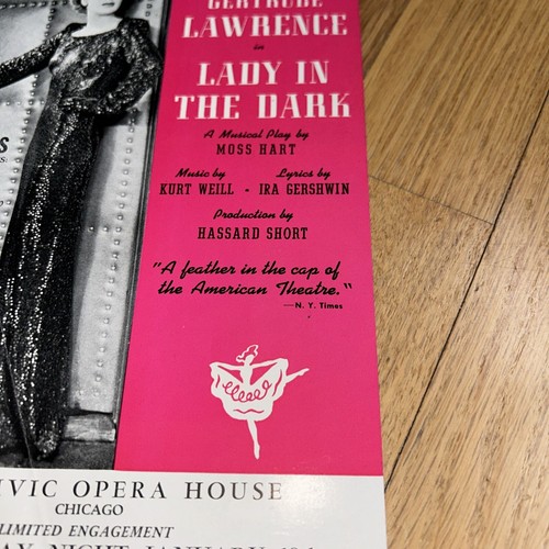 1942 GERTRUDE LAWRENCE, LADY IN DARK Promotional Flyer Chicago Civic Opera House - Picture 6 of 6
