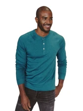 Men's The Normal Brand Puremeso Raglan Henley in Teal - Size 2X