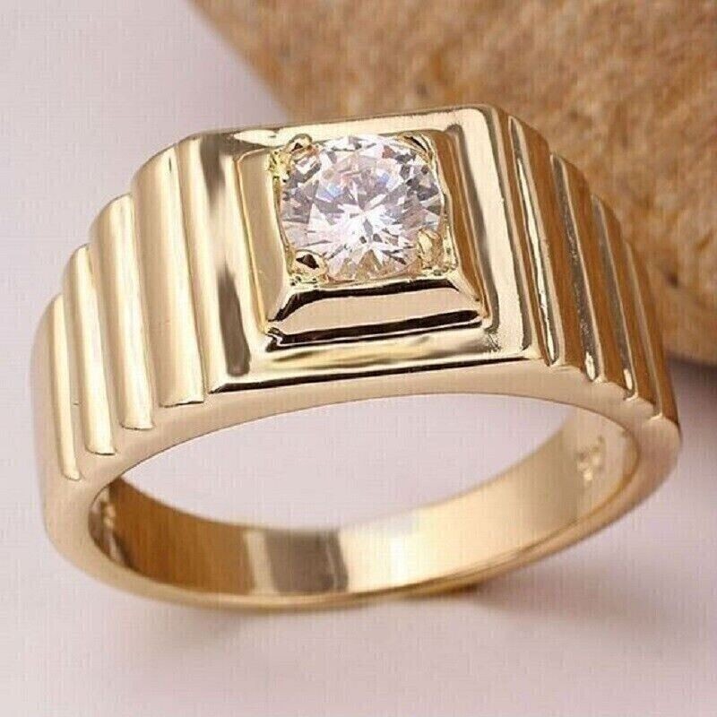 2Ct Round Cut Lab Created Diamond Men's Engagement Rings 14K