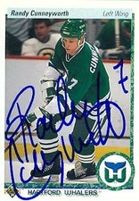 Randy Cunneyworth autographed Hockey Card Hartford Whalers 1990 Upper Deck #268