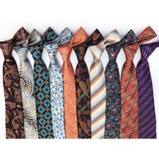 Mens Paisley Stripe Floral Wave Jacquard Necktie Wedding Party 8CM Wide Tie