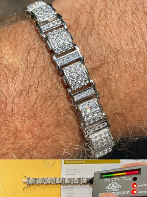 MOISSANITE Mens 11mm Iced Presidential Bracelet Solid 925 Sterling Silver Blingy