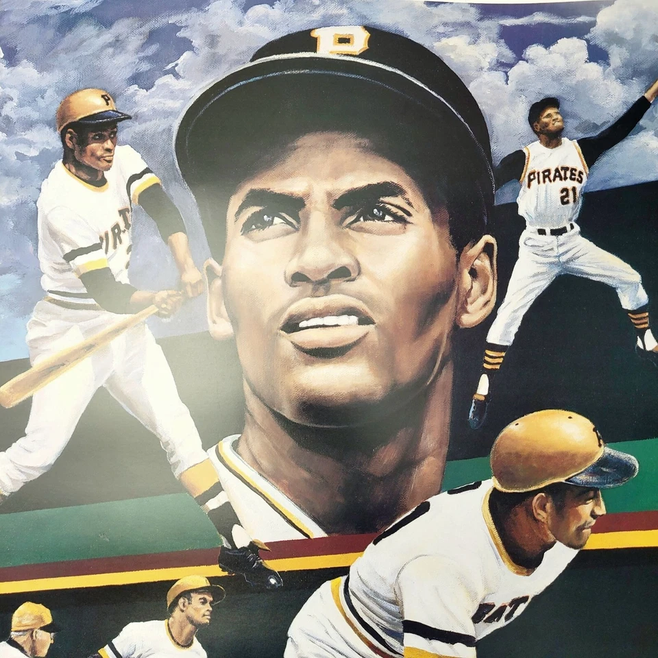 Roberto Clemente LTD Edition Lithograph BY Artist Angelo Marino Pirates 450/900 - Image 4 of 4