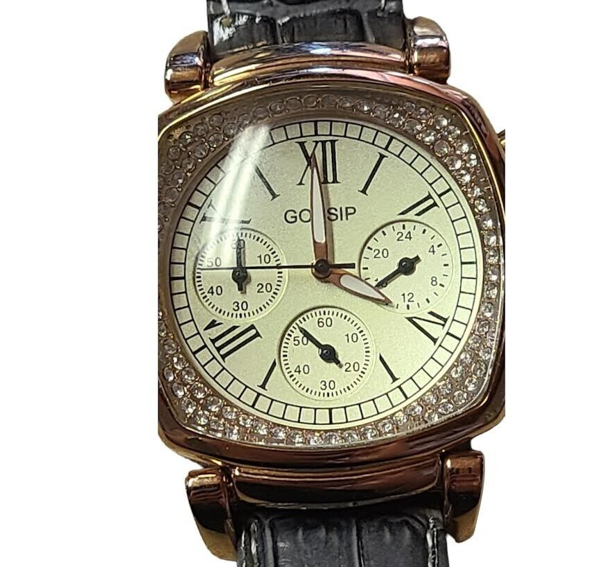 Gossip Womens Multifunction Watch Gray Leather Ba… - image 3