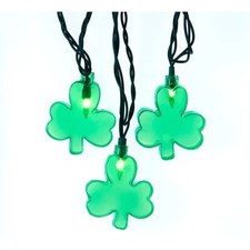 Kurt Adler Indoor/Outdoor String 10-Light Set, Shamrock Lights, 11.5'